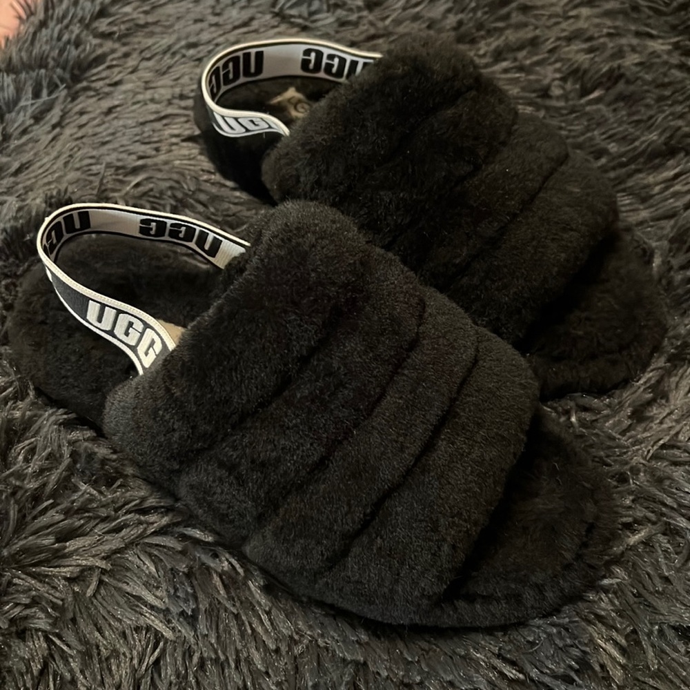 UGG Black platform slides